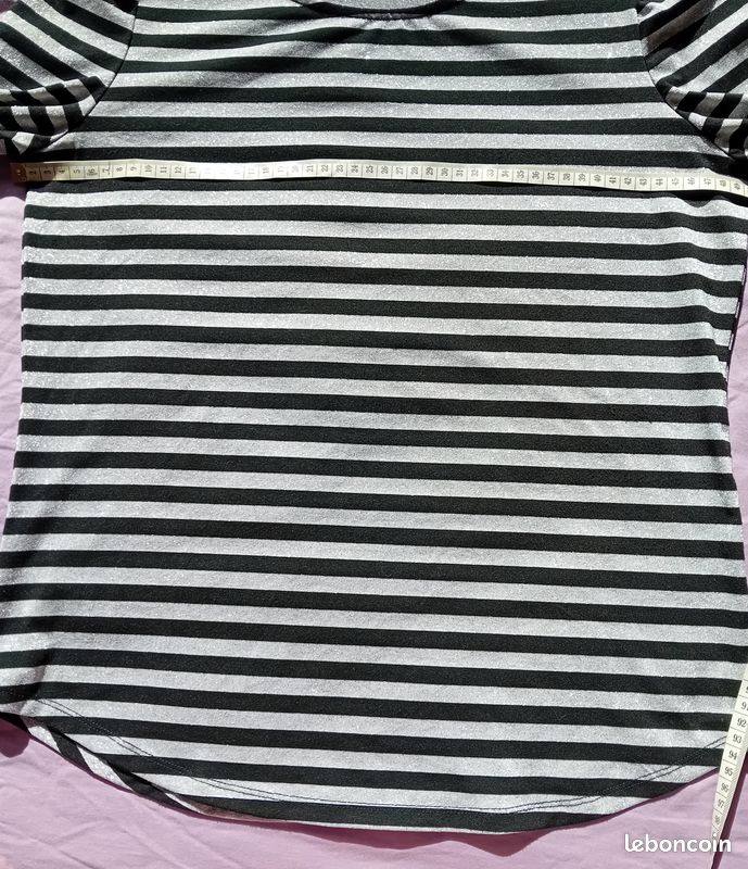 Pull T-shirt Rayures Argent Et Noir Camaïeu - Taille M (40) - Neuf Sans Étiquette