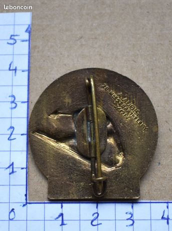 Insigne broche ski savoie badge emaillé skieur paire de et piolet