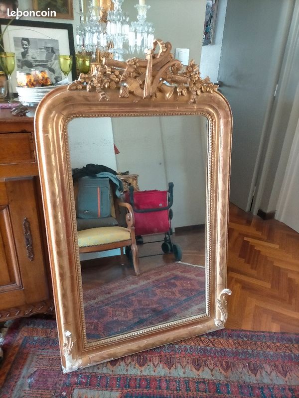 Miroir très ancien bois doré (image 2)