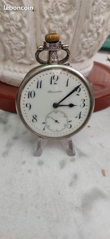 Montre à Gousset De Table Azura Années 1960 - Mécanique, Laiton Doré, Chiffres Romains, Très Belle Occasion