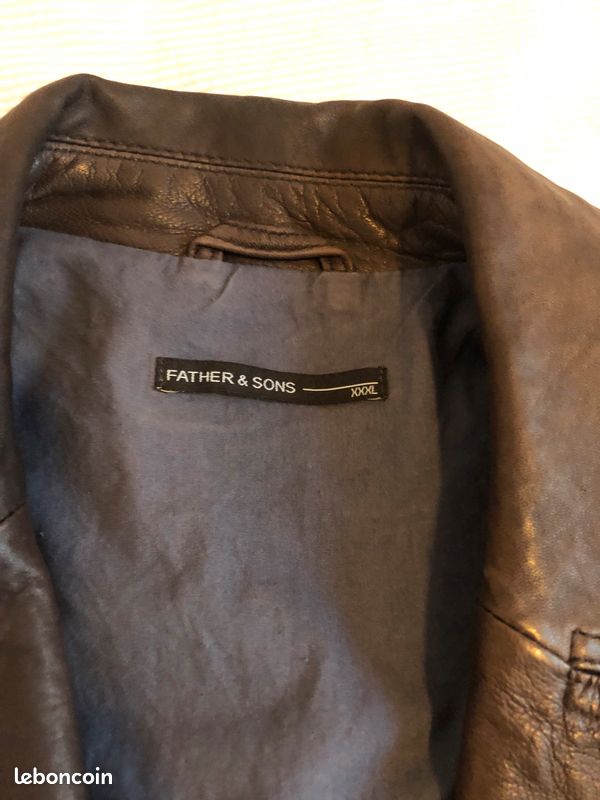 Veste cuir marron homme en tbe (image 7)