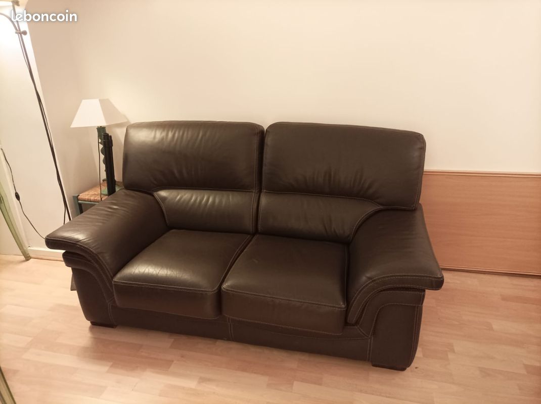 Canapé cuir marron (image 1)
