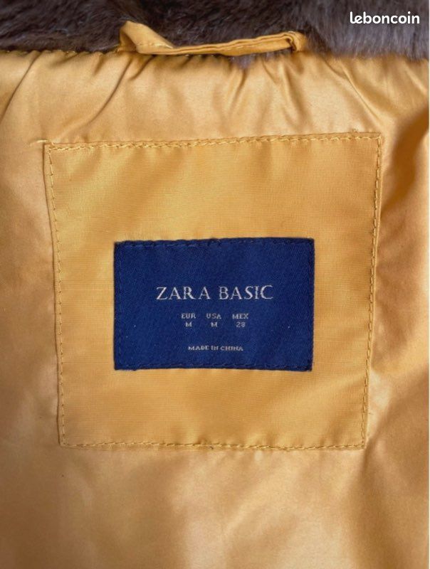 Doudoune courte jaune fourrure capuche Zara Taille M (image 11)