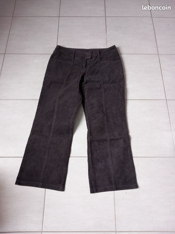 Pantalon bootcut patelf velours noir (image 1)
