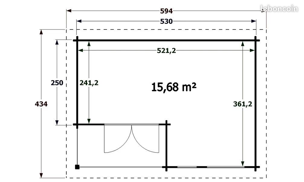 Abri de jardin LAVAL 44mm - 15.68 m² intérieur (image 2)
