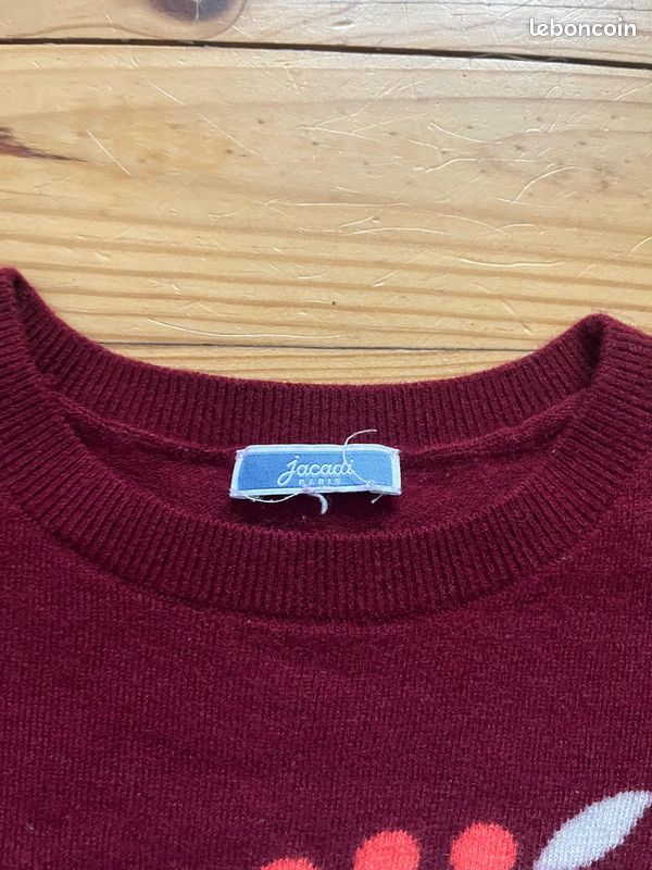 Pull Bébé Fin Bordeaux Jacadi - Taille 36 Mois (fille), Très Bon état