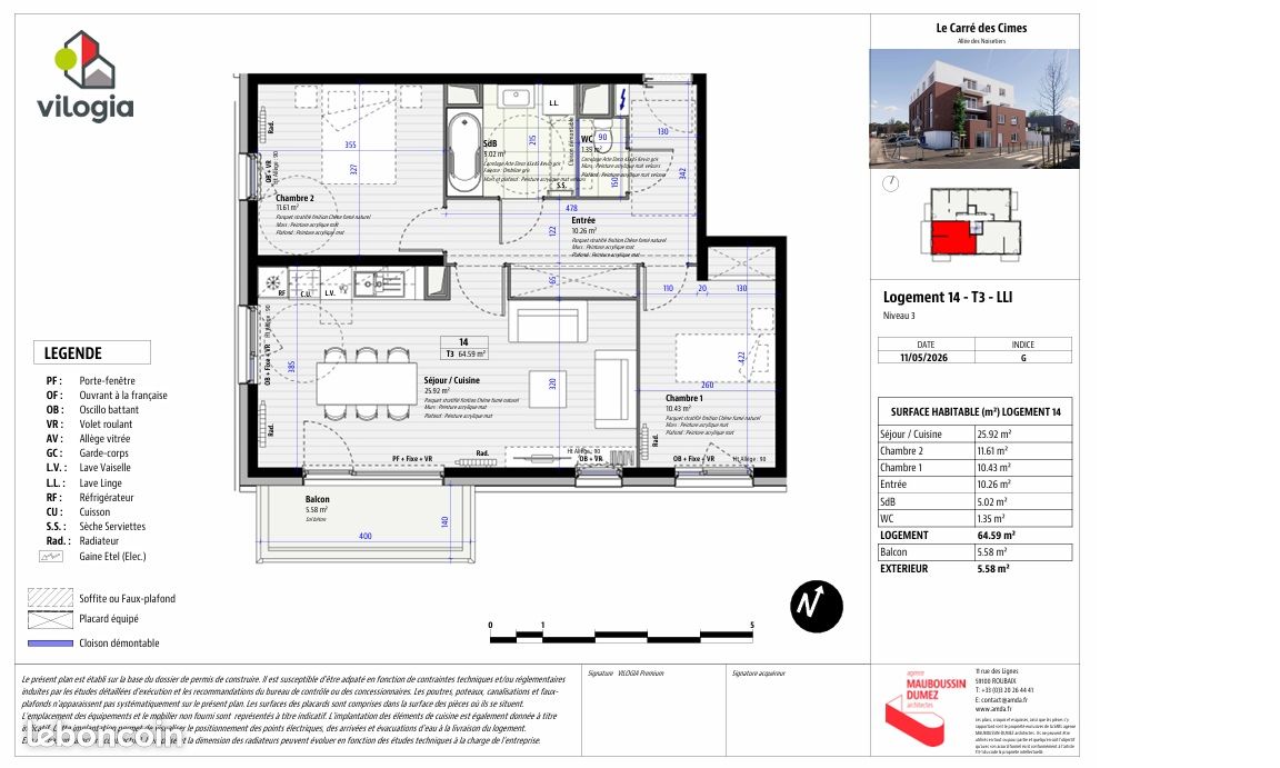 Appartement 3 pièces 65 m² · à Lille · 64,8 m² · 1 149 €/mois