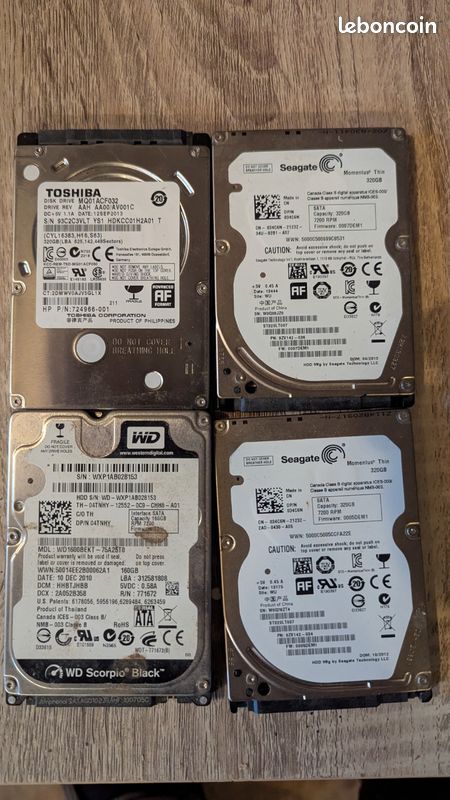 Lot De 20 Disques Durs 500 Go 3.5" SATA - Vitesses 5400 Et 7200 Tr/min, Occasion, Garantie 6 Mois