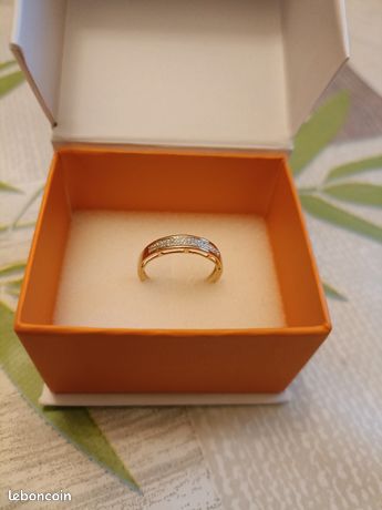 Bague Alliance Or Gris 18K Diamants 3,93g - Taille 51/52 - Style Art Déco - Occasion