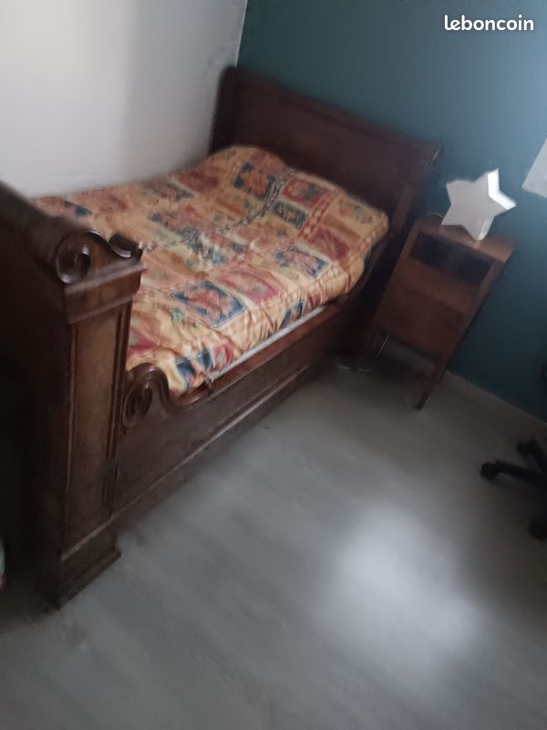 Lit bateau bois 120/180cm sommier et matelas (image 4)