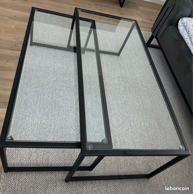 Table basse noir en verre duo (image 5)