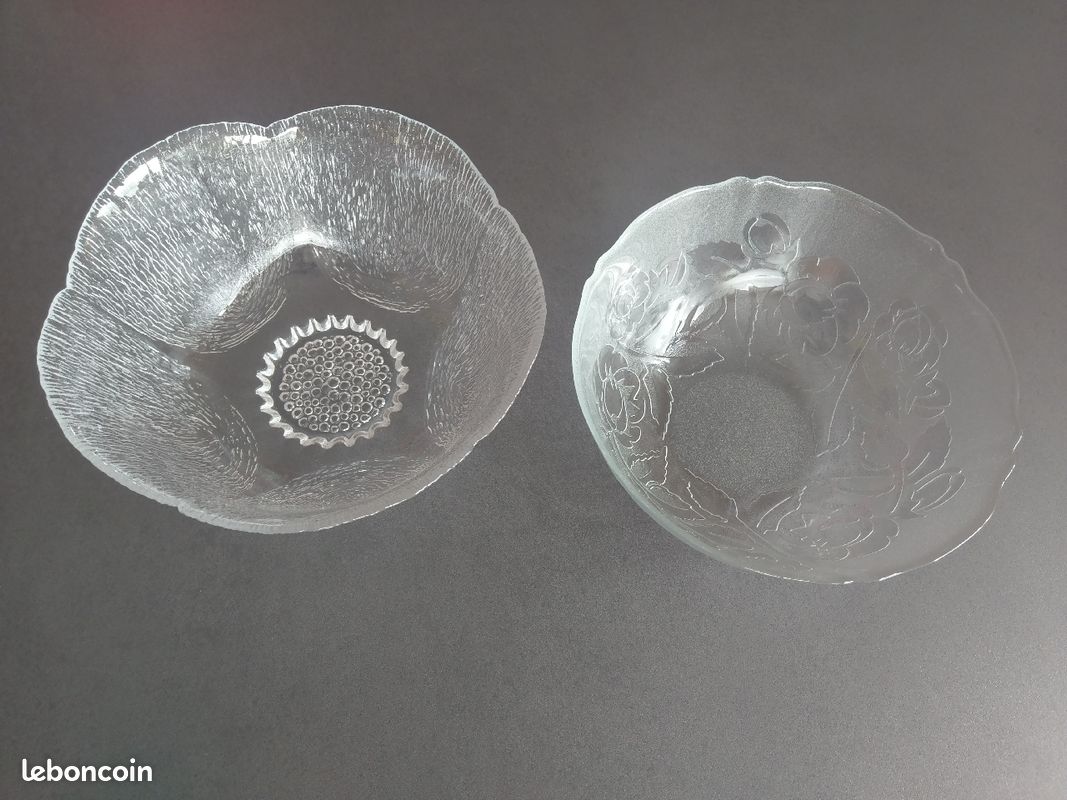 Saladier verre transparent fleur (image 1)