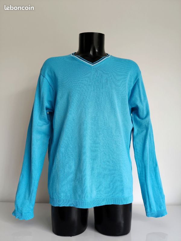 Pull col V bleu turquoise Gap taille M/M, taille française L (image 1)
