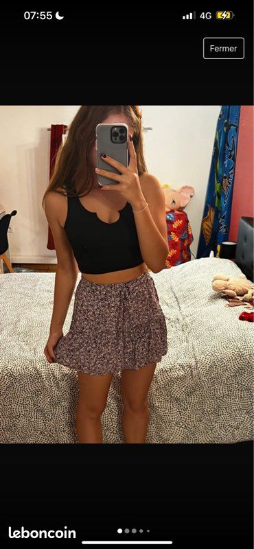 Zara Taille Zara Jupe Fleurie Jupe Mi-longue Verte à Motif Floral