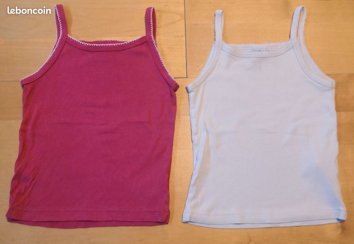Lot de 2 débardeurs fines bretelles en coton rose + blanc Petit Bateau | La Redoute