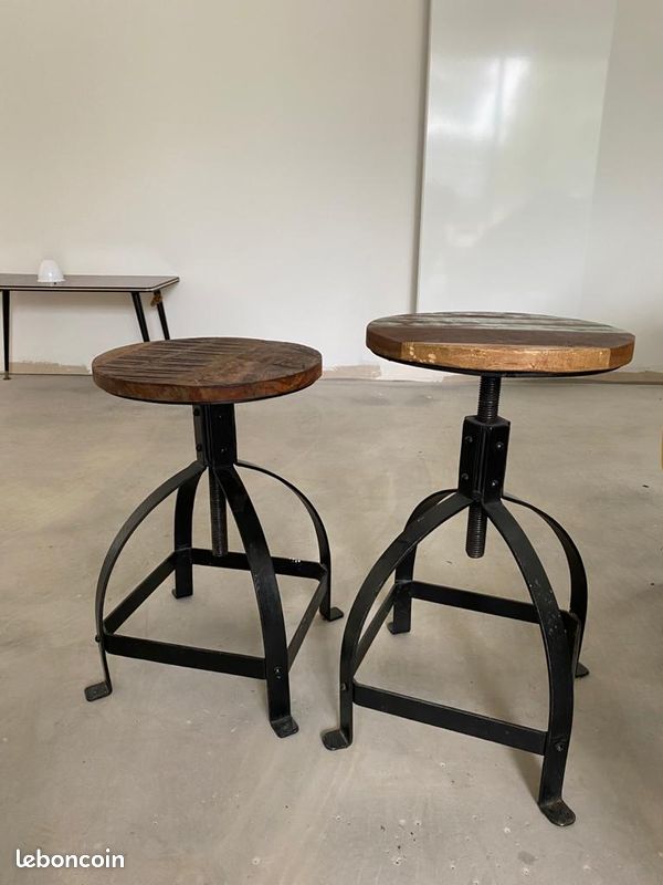 Tabourets VINTAGE - Style INDUSTRIEL (image 1)