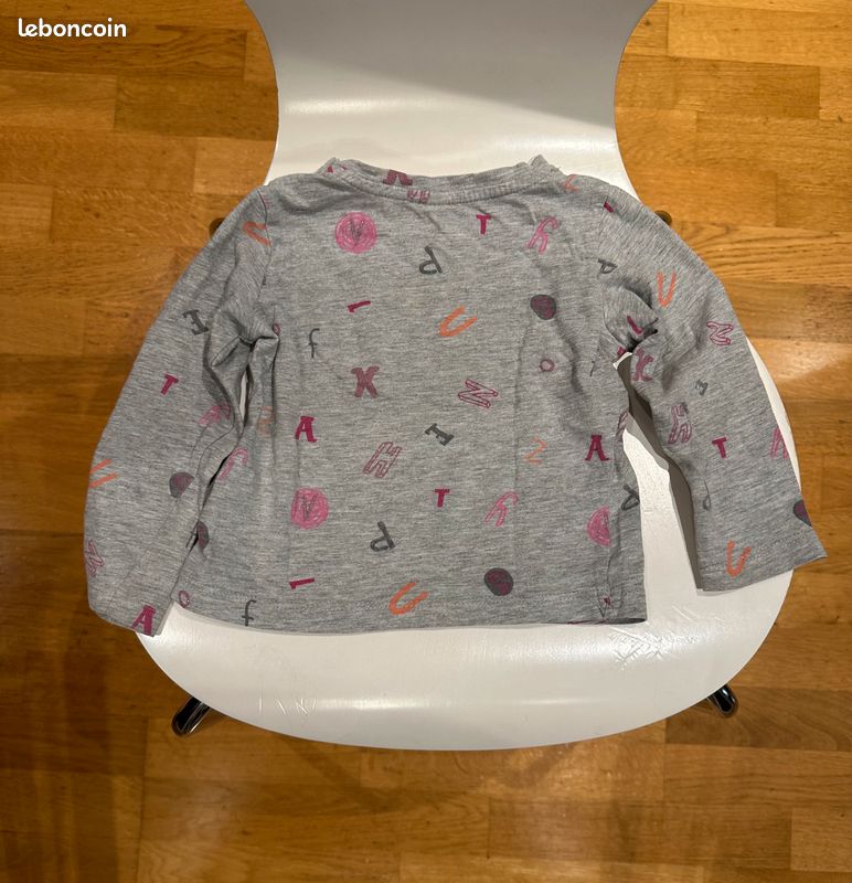 T-shirt gris motifs lettres 86/92 cm (image 3)