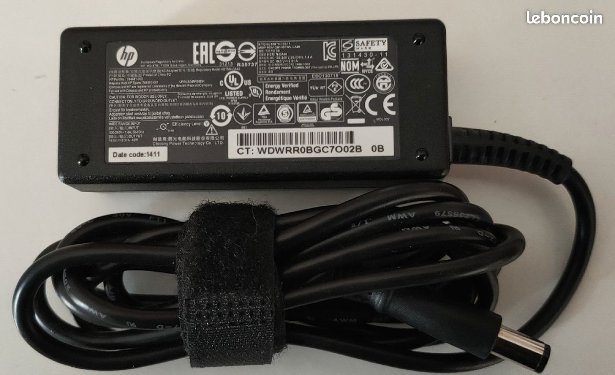 Chargeur HP 45W 19,5V2,31A pour PC Portable (image 1)
