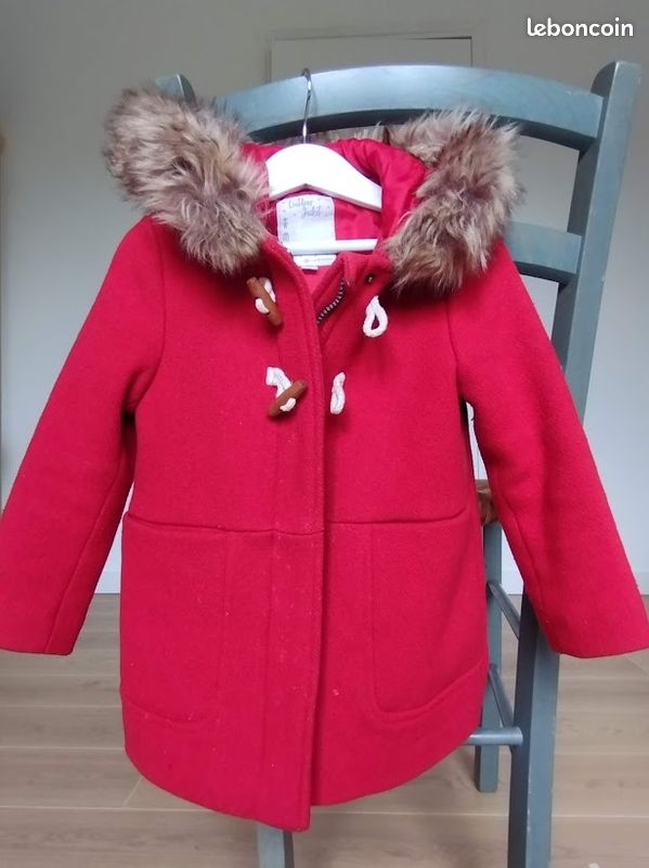 Wool Duffle Coat Fille Ans Magnifique Manteau Duffle Coat Rouge - Main Image