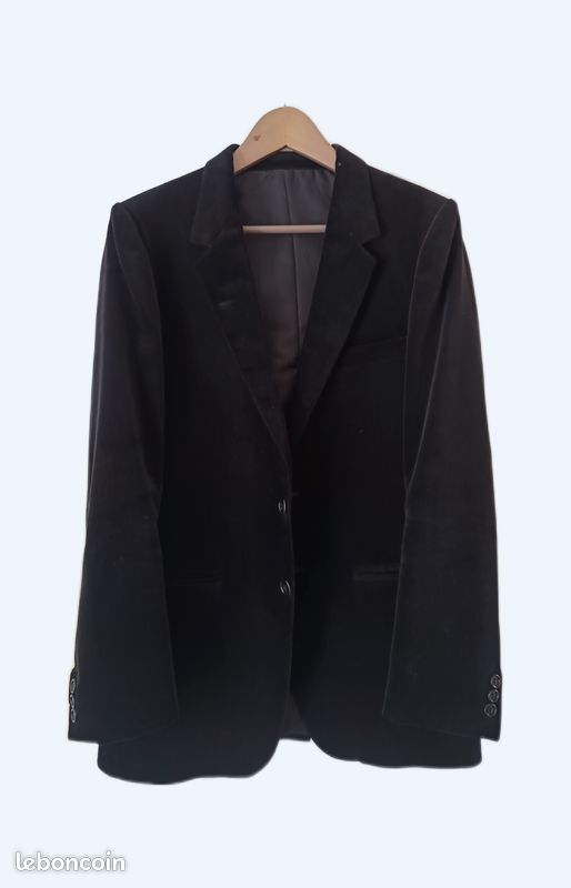 Veste velours ras noir (image 1)