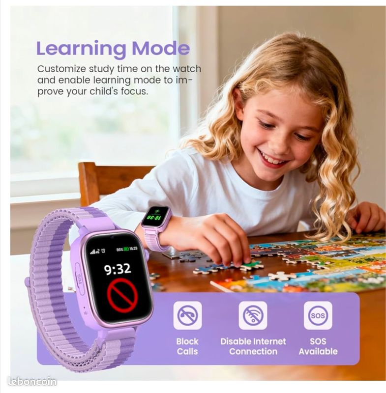 Montre Connectée Enfant ISE – Appel SOS, Appareil Photo, GPS – Rose – Avec SIM