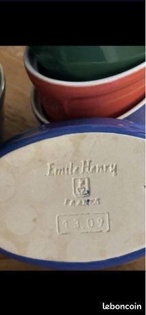 Terrine vintage Emile Henry avec couvercle : faitout blanc