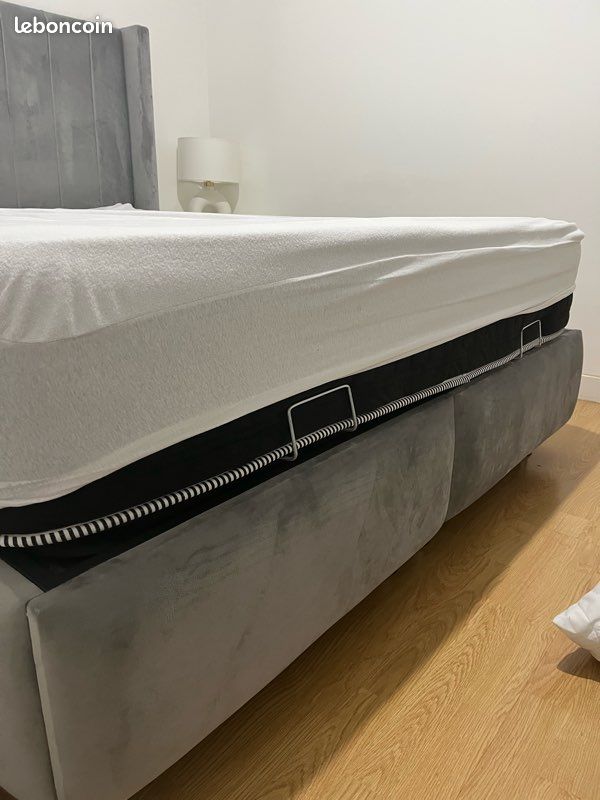 Lit coffre 160x200 gris velours (image 3)