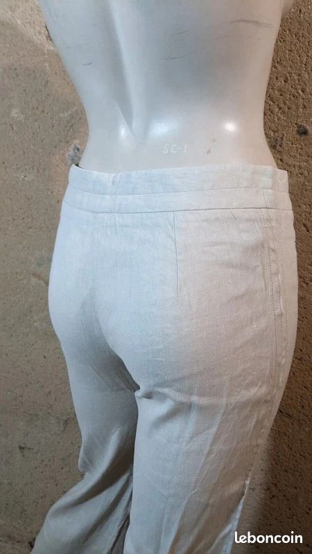 Pantalon Femme Comptoir Des Cotonniers Taille 36 - Couleur Marine, Coupe Slim, Coton, Occasion Très Bon état