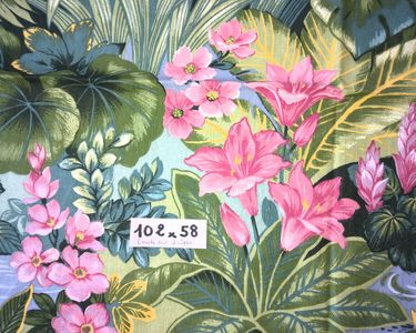 COUPON TISSU AMEUBLEMENT Ecru Fleurs Roses Shabby Chic