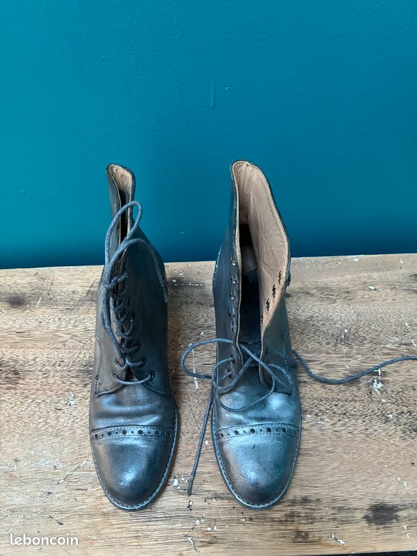 Bottines Mosquitos En Cuir Camel - Talon Très Haut, Style Rétro Chic