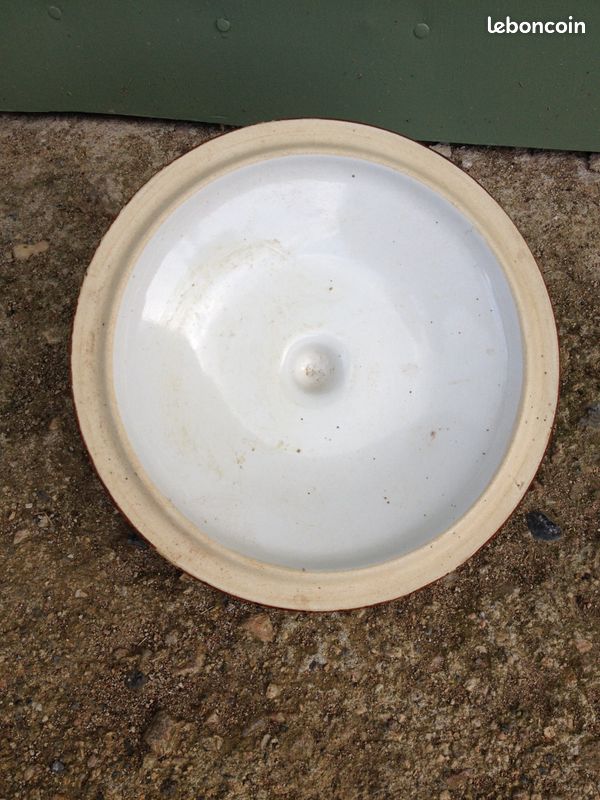 Ancien couvercle brun pour terrine ou cocotte vintage (image 5)