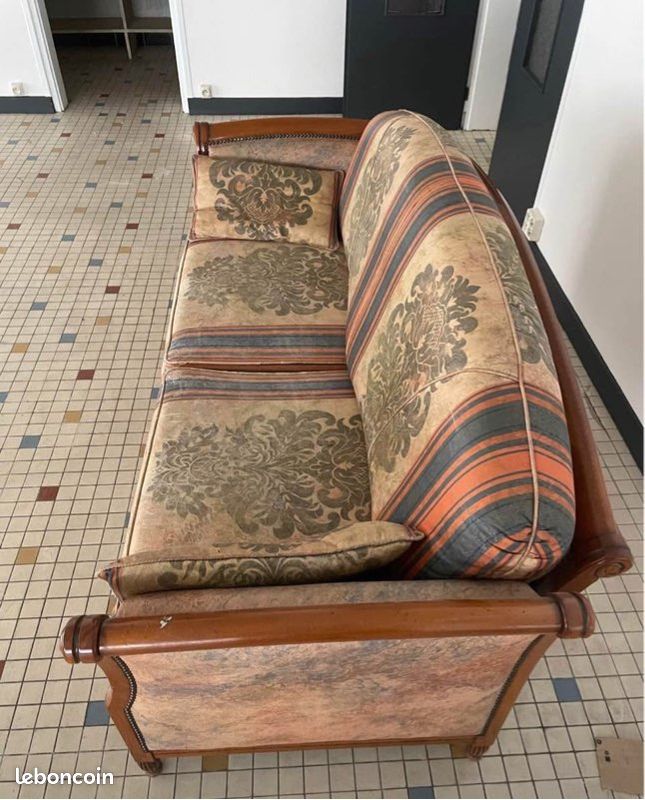 Banquette canapé bois et tissus (image 2)