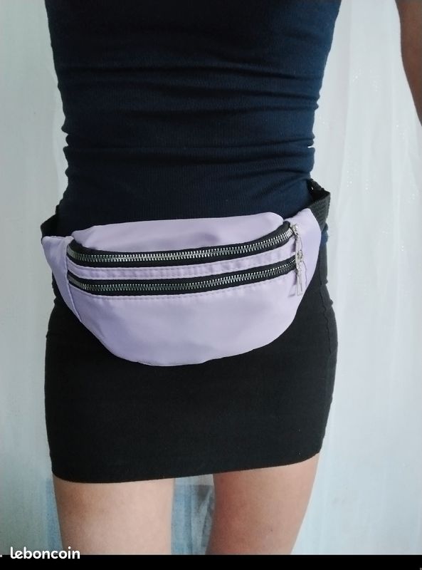 Neuf sac banane en nylon lilas femme accessoire poitrine taille épaule quotient sport (image 2)