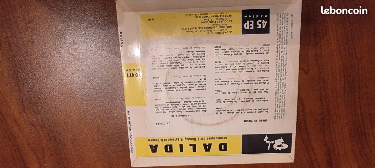 45t vinyl Dalida (image 2)