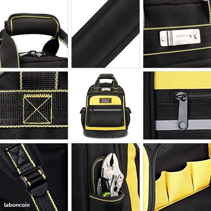 Sac à Outils - AIRAJ - 43x38x20 cm - Étanche - Bandoulière Réglable - Fond Rigide Renforcé (image 3)