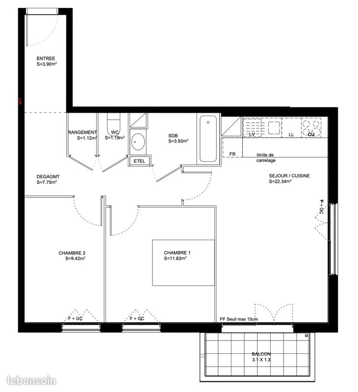 Appartement a louer colombes - 3 pièce(s) - 61 m2 - Surfyn