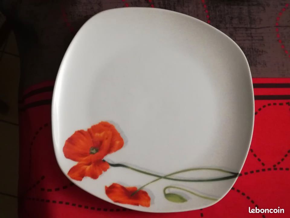 13 assiettes porcelaine décoratives Coquelicot (image 4)