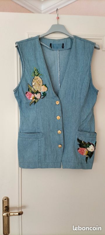 Veste jean sans manche (image 1)