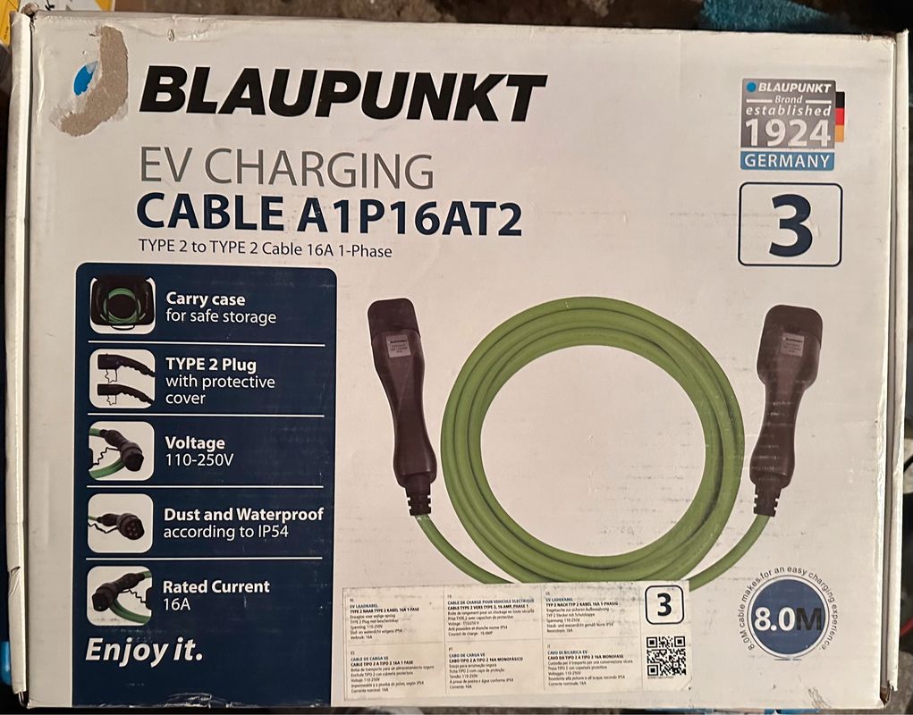 Câble de recharge Blaupunkt pour voiture électrique type 1 à type