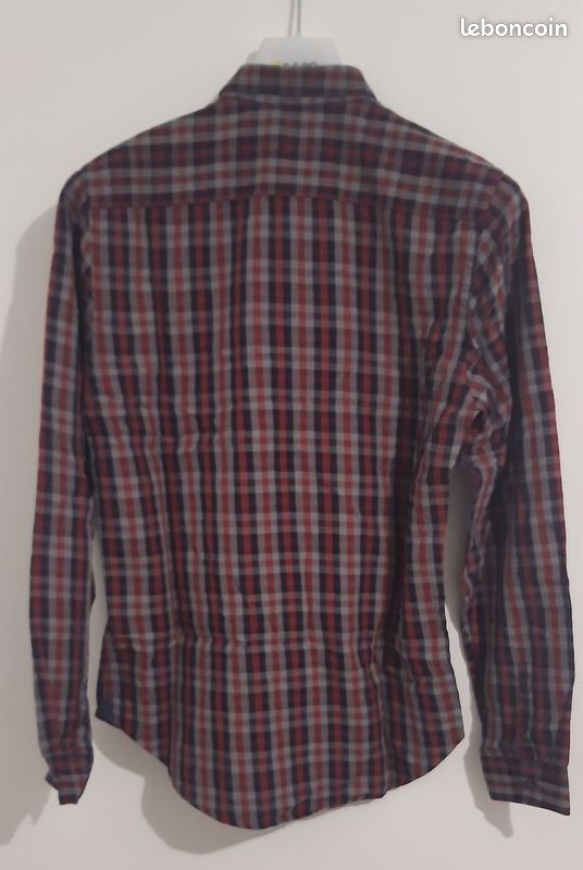 Chemise Homme Zara Carreaux Rouge Coton Taille XL - Occasion Très Bon état
