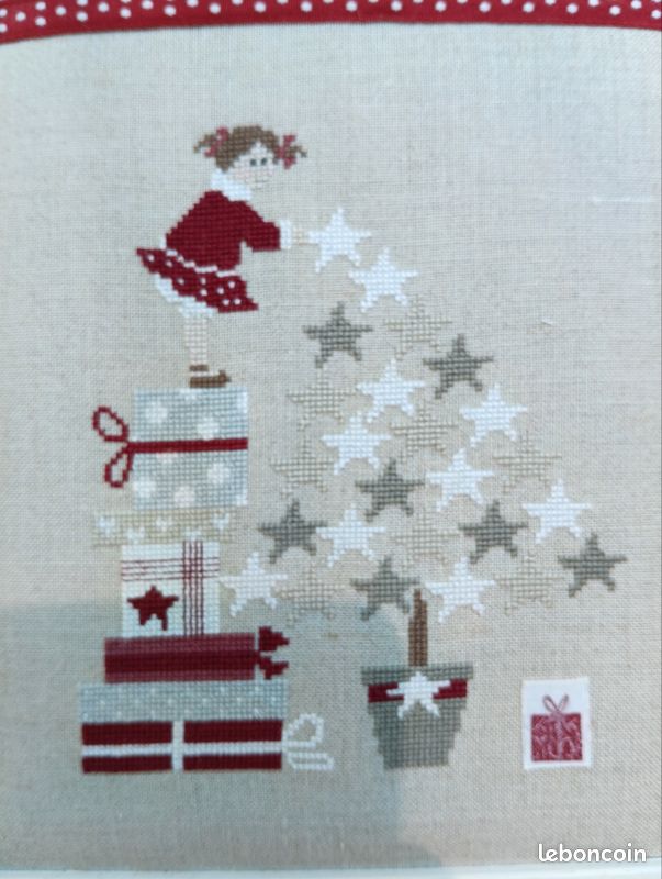 Ouvrage point de croix encadré noel (image 2)