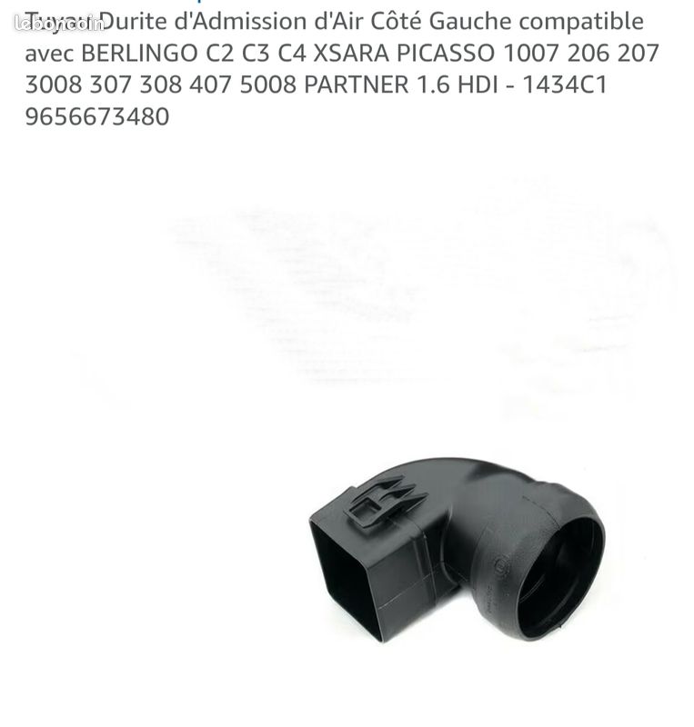 Tuyau D'admission D'air Pour Moteur 1.6 HDI - Compatible Citroën C2/C3/C4 Picasso & Peugeot 206/207/308/5008 - Neuf