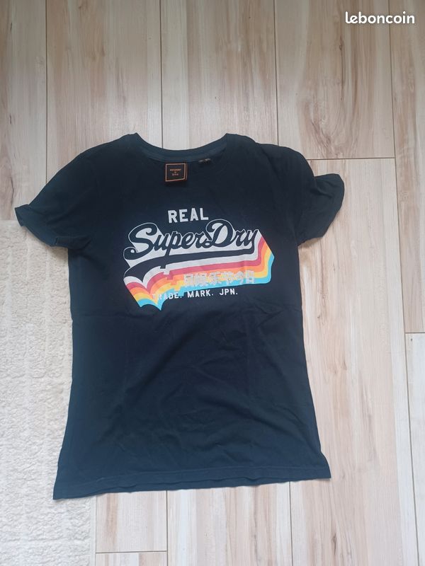 T-shirt Femme Superdry Occasion - Taille L, Couleur Rose - En Très Bon état, 100% Coton