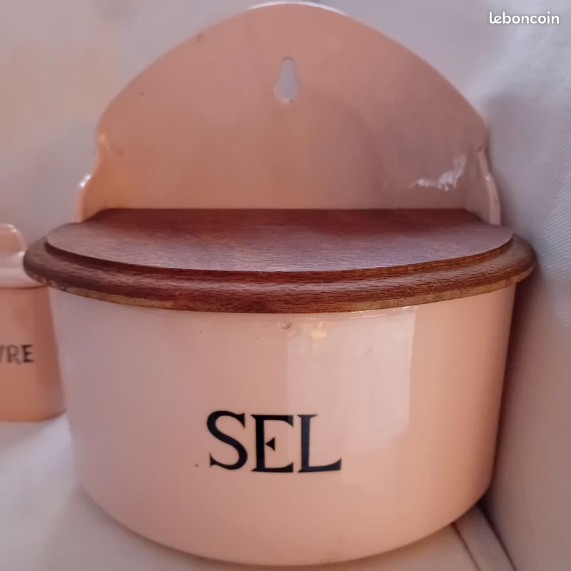 Série de pot de cuisine faïence Digoin Sarguemines de Type Beaujeu rose-crème (image 19)