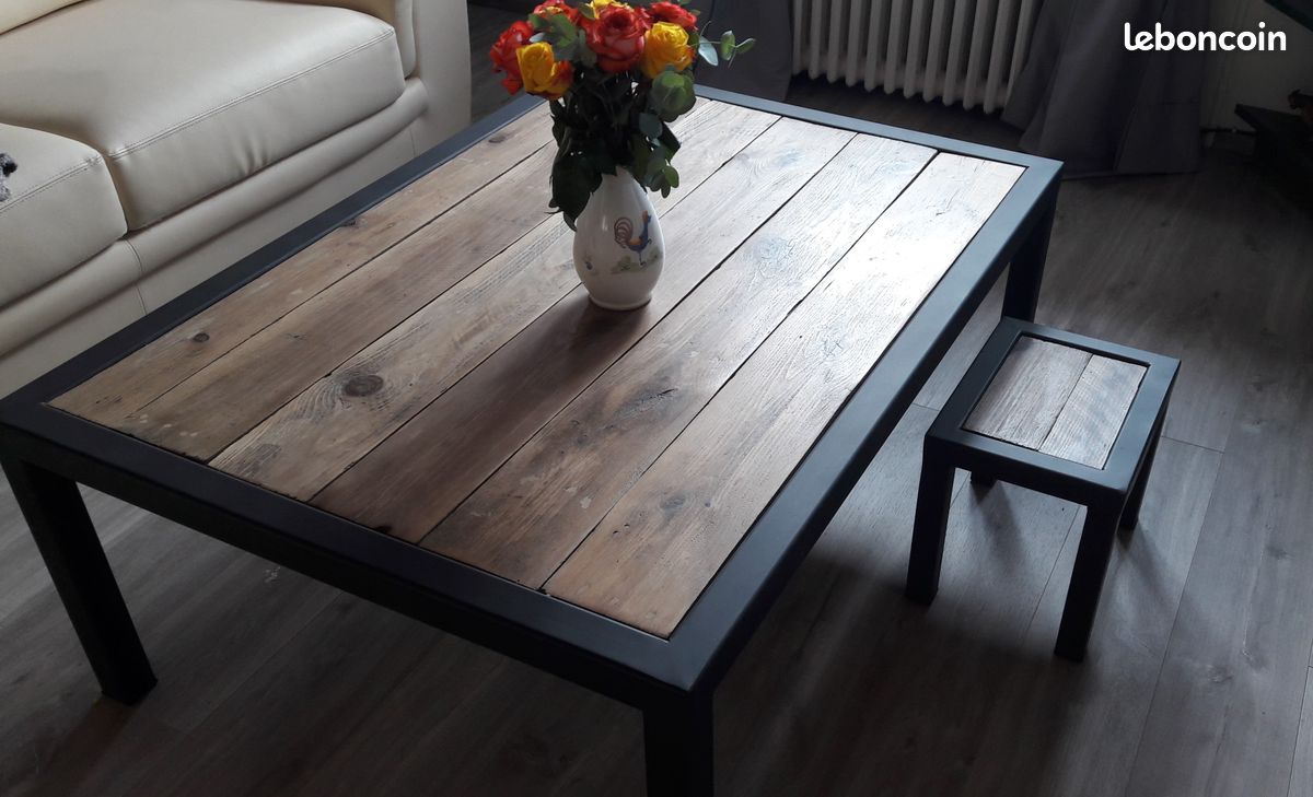 Table basse style industriel (image 1)