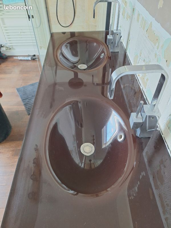 Plan double vasque en verre (image 2)