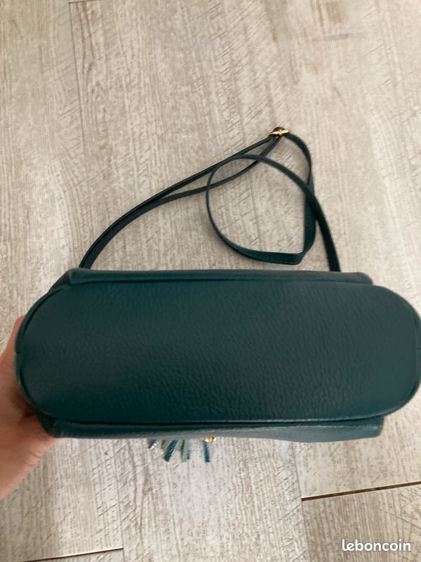 Sac en cuir italien bleu canard (image 4)