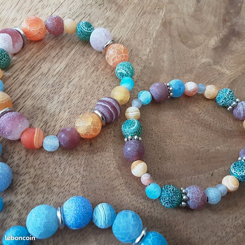 Bracelet au choix 16cm agates craquelées (image 3)