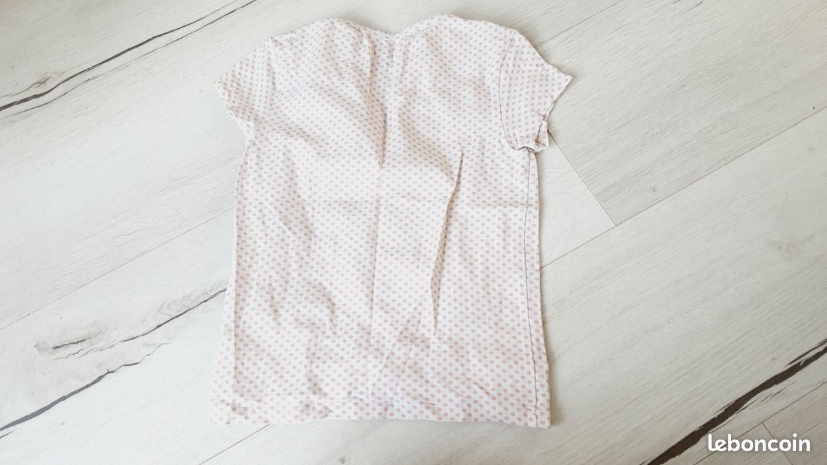 Vêtement fille tee-shirt manches courtes blanc à pois motif coeur Vert Baudet 6 ans (image 3)