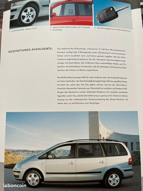 Catalogue Volkswagen Sharan Business de 2003, 6 pages, en allemand (image 2)